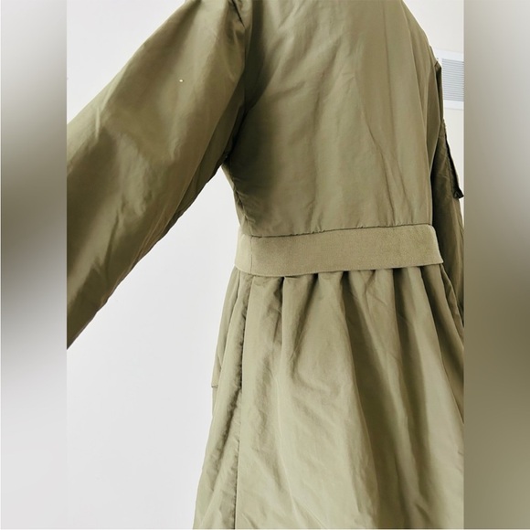 The Drop S Olive Green flare long length martini Bomber Jacket - Picture 8 of 9